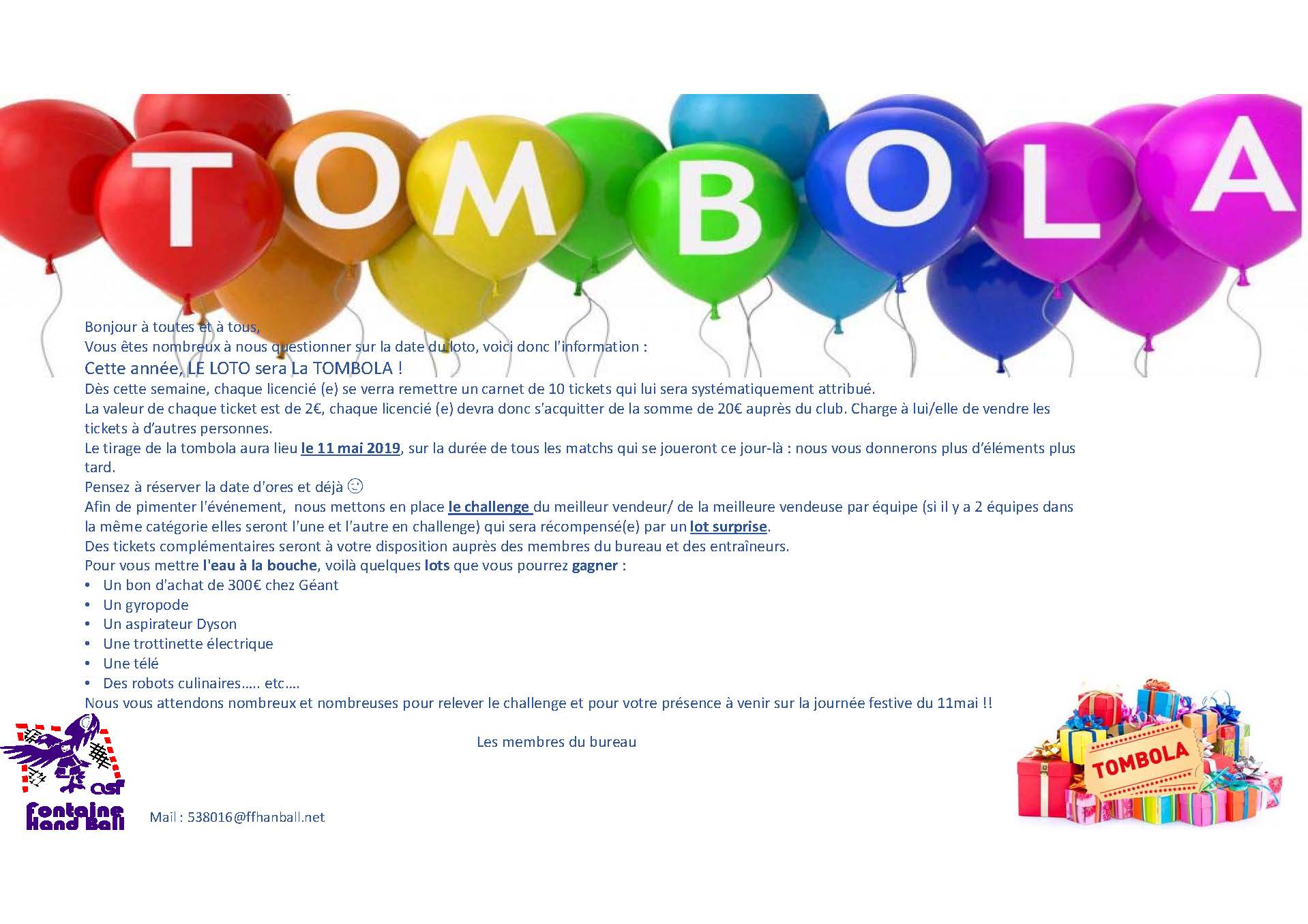 Annonce tombola communication