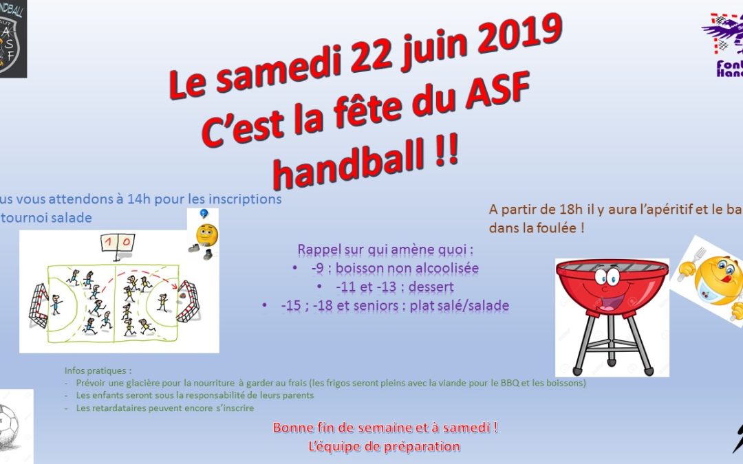 Quelques infos pour les inscrits à la fête du club de demain, le 22 juin 2019