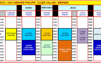 Planning des entraînements 2023-2024
